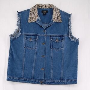 Vintage Agapo Collection Vest Womens 2X Blue Denim Patchwork Jean‎ Sleeveless
